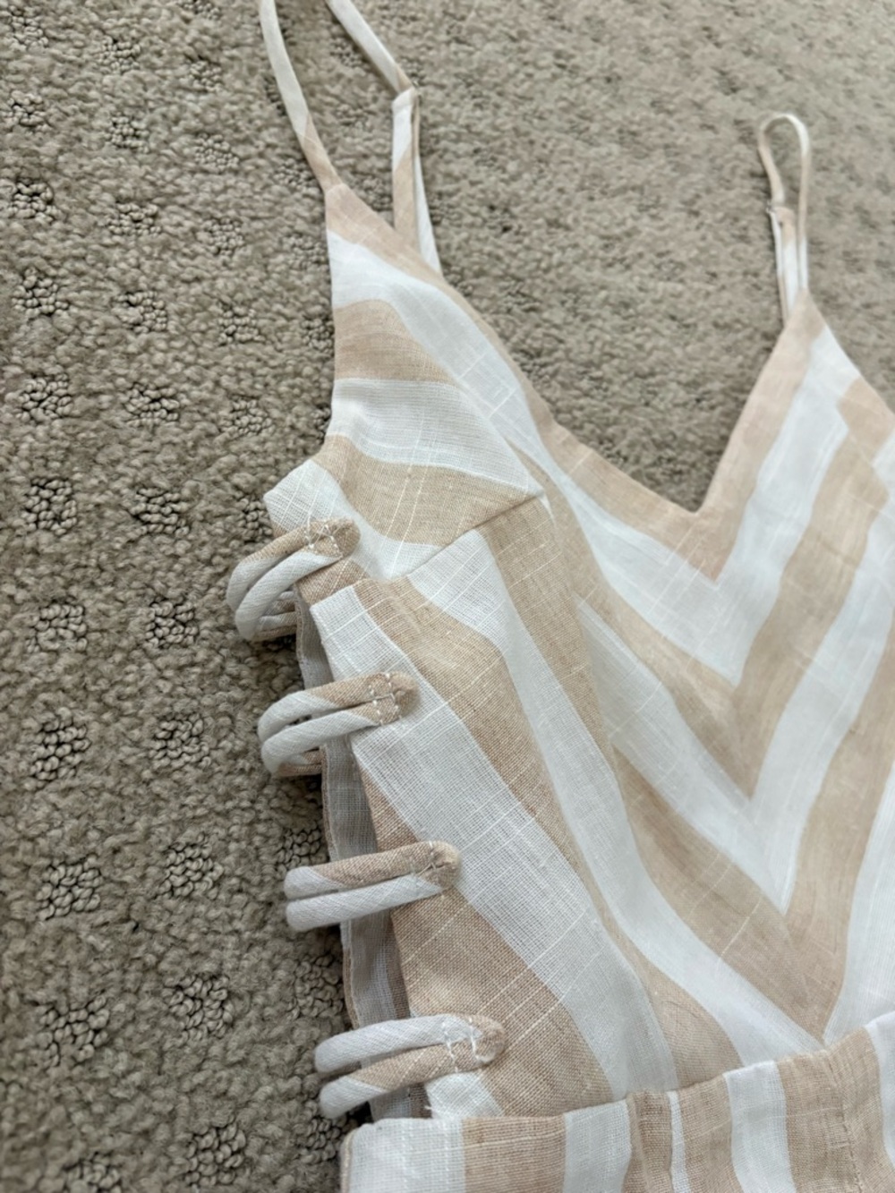 Forever 21 Cream and White Striped One-Piece Jumpsuit - Picture 2 of 6